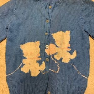 Vintage Hand crafted kids kitten sweater